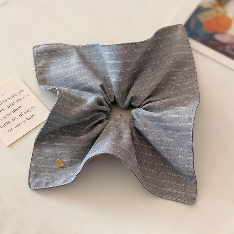 Korean Style Striped Fabric Square Scarf Large Intestine Hair Band for Women 2025 New Elegant Low Ponytail Head Rope High-Grade Hair Accessories Factory
