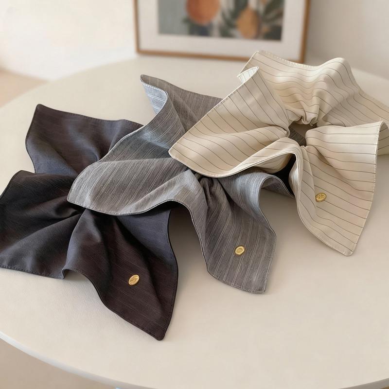 Korean Style Striped Fabric Square Scarf Large Intestine Hair Band for Women 2025 New Elegant Low Ponytail Head Rope High-Grade Hair Accessories Factory