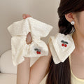 High-Looking Cherry Beige Fabric Hollow Square Scarf Large Intestine Hair Band Girl's Hair Tie Rope Small Fresh Hair Rope Hair Accessories