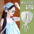 Gulina Tie Same Style French Lace Triangle Scarf Spring New Women's Silk Scarf Pastoral Style Plaid Hair Scarf