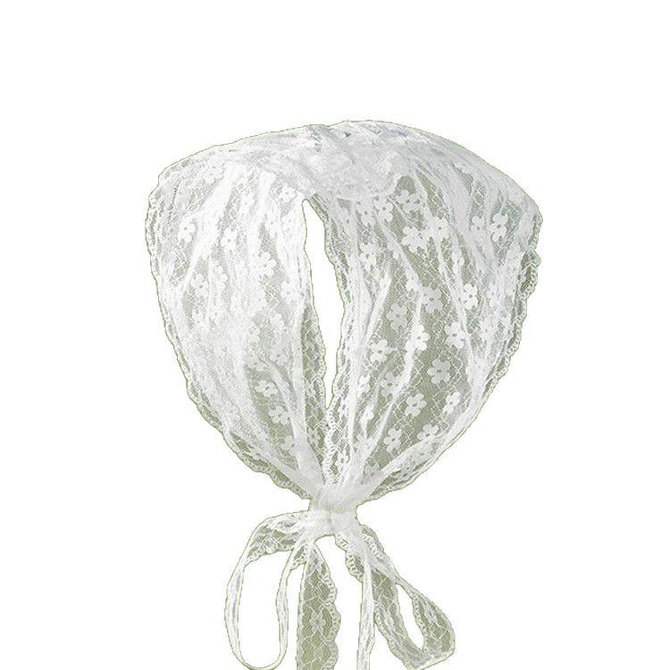 Gulina Tie Same Style French Lace Triangle Scarf Spring New Women's Silk Scarf Pastoral Style Plaid Hair Scarf