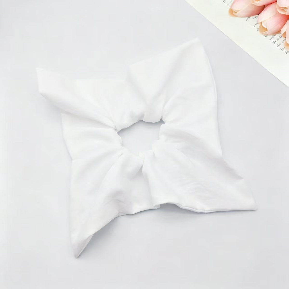 Amazon Cross-Border New White Cotton Square Scarf Large Intestine Hair Ring European and American Simple Tie-Dyed Square Hair Ring Dly