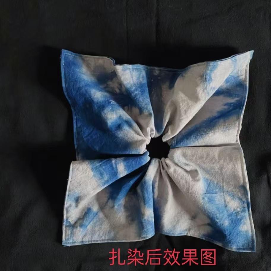 Amazon Cross-Border New White Cotton Square Scarf Large Intestine Hair Ring European and American Simple Tie-Dyed Square Hair Ring Dly