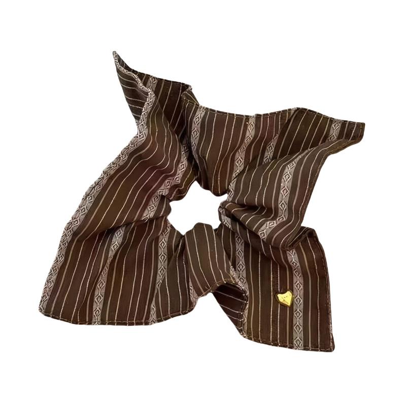 Striped Love Square Scarf Elegant Large Intestine Hair Band Female Lazy Style Ponytail Rubber Band Adult Hair Band Retro Headband Headdress