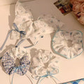 Sea Salt Hit Milk ~ Blue Bow Ribbon Square Scarf Large Intestine Hair Ring Female High-Grade Cute Large Hair Rope Hair Accessories