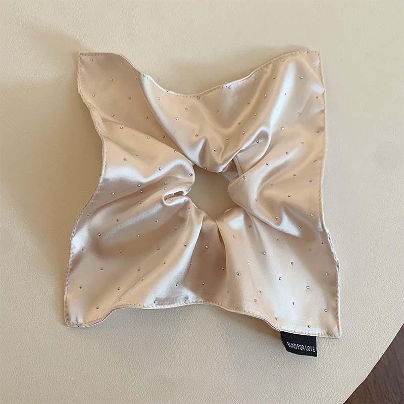 High-Grade Beige Starry Satin Square Scarf Large Intestine Hair Band Elegant Square Tie Hair Low Ponytail Hair Rope Hair Rope