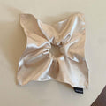 High-Grade Beige Starry Satin Square Scarf Large Intestine Hair Band Elegant Square Tie Hair Low Ponytail Hair Rope Hair Rope