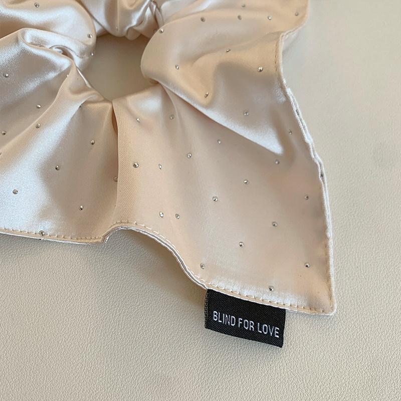 High-Grade Beige Starry Satin Square Scarf Large Intestine Hair Band Elegant Square Tie Hair Low Ponytail Hair Rope Hair Rope