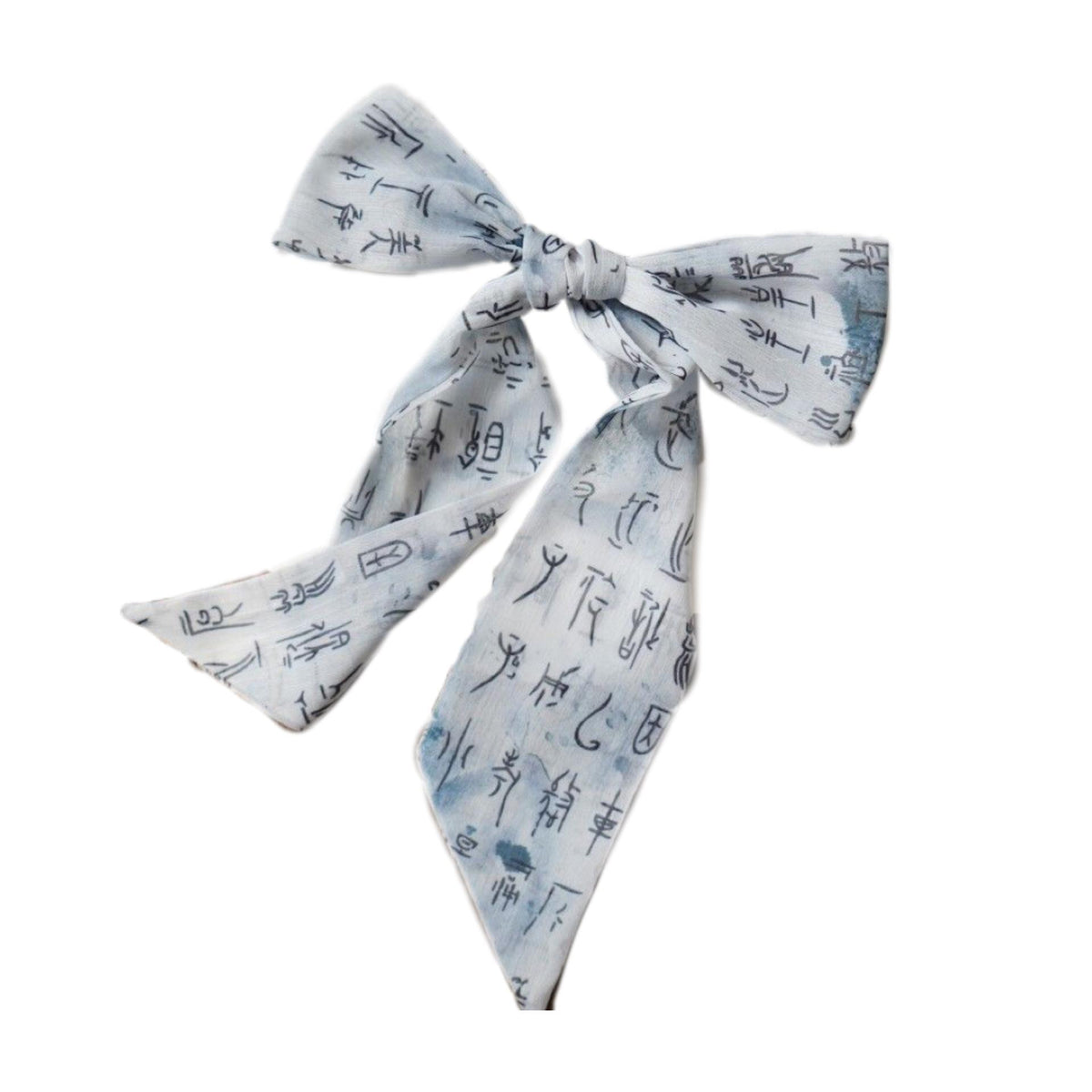 Lanting Preface Ancient Style Hair Band Silk Scarf Chiffon Ribbon Hair Band Classical Temperament Calligraphy and Painting Headdress Bow Tie Hair Rope