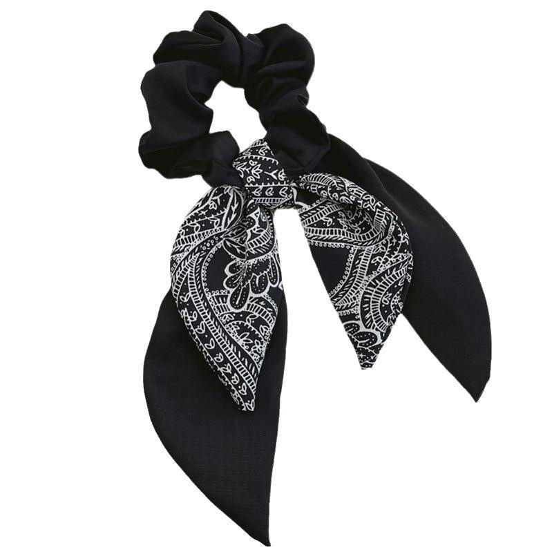 French Bow Ribbon Hair Band Silk Scarf Hair Band Women's Hair Tie Summer Hair Tie Rope Large Intestine Ring 2024 New Headdress