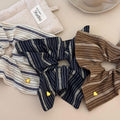 Mori Retro Striped Square Large Intestine Hair Band Square Scarf Hair Rope Female 2024 New Hair Tie Rope Rubber Band High-Grade