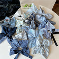 Korean Style Denim Blue Square Scarf Large Intestine Hair Band Women's Large High-Grade Tie Ball Head Rubber Band Sweet Simple Head Rope