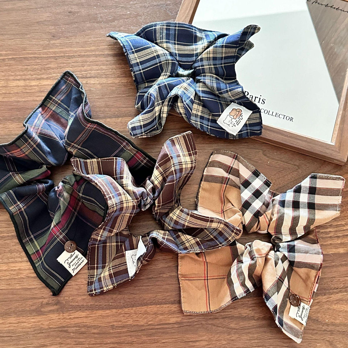 Korean Style Denim Blue Square Scarf Large Intestine Hair Band Women's Large High-Grade Tie Ball Head Rubber Band Sweet Simple Head Rope