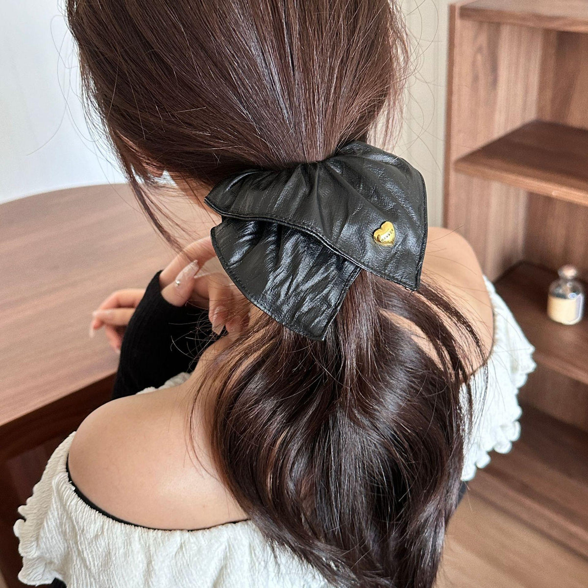 Korean Style Denim Blue Square Scarf Large Intestine Hair Band Women's Large High-Grade Tie Ball Head Rubber Band Sweet Simple Head Rope