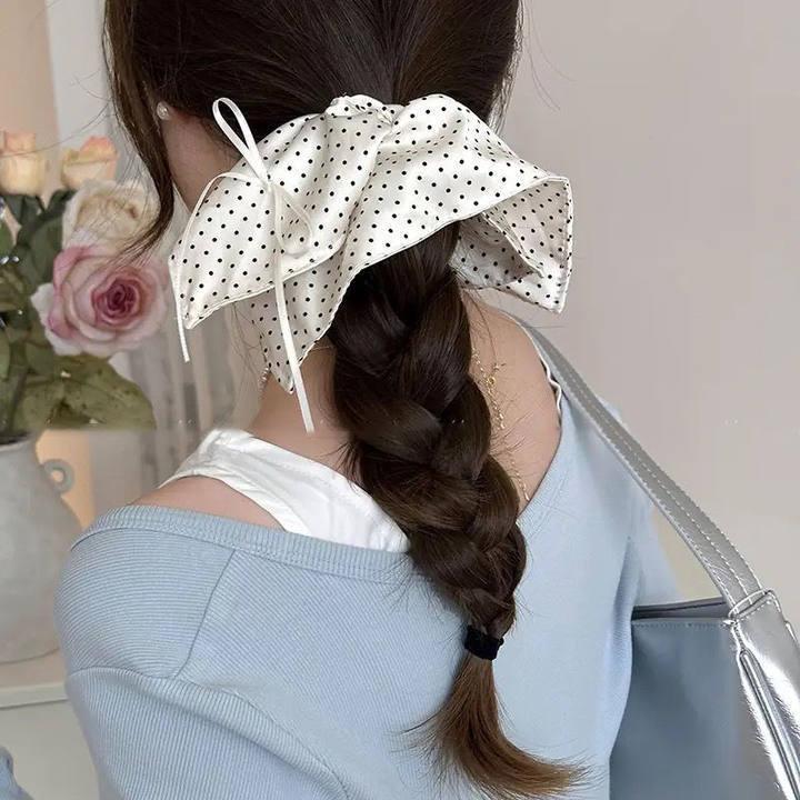 Plaid Square Scarf Hair Tie Large Intestine Hair Band Spring and Summer New Korean Style Oversized Hair Rope High-Grade Low Ball Hair Rope