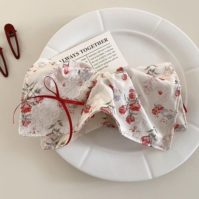 French Rose Bow Square Scarf Large Intestine Hair Band Women's High-Grade Lazy Style Oversized Hair Accessories Tie Hair Rope