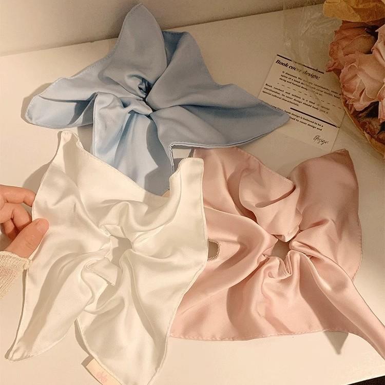 Ju Yiyi Same Style White Square Scarf Large Intestine Hair Band Female Sense Korean Style Lazy Style Large Hair Rope Square Hair Accessories