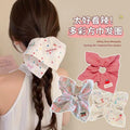 Pink Bow Square Scarf Large Intestine Hair Band Hair Balls 2025 New Ponytail Hair Rope Female Headdress