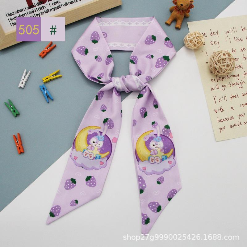 Long Cartoon Series All-Match Silk Scarf Tie Hair Band Bow Ribbon Tie Bag Hand Gift Silk Scarf Ribbon
