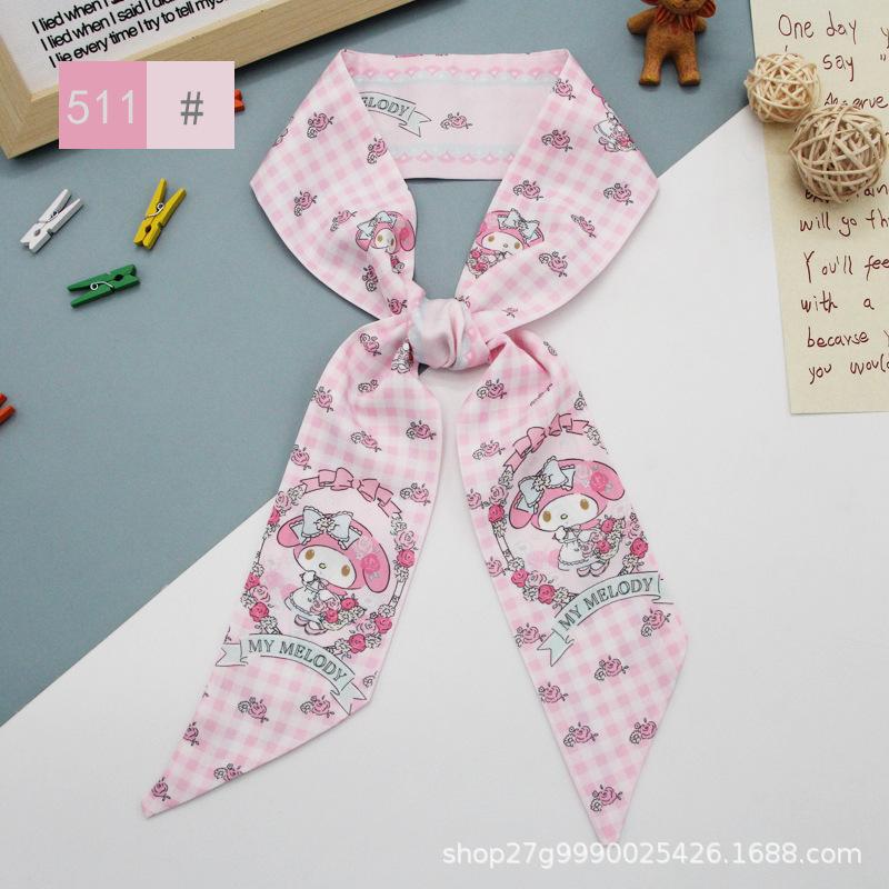 Long Cartoon Series All-Match Silk Scarf Tie Hair Band Bow Ribbon Tie Bag Hand Gift Silk Scarf Ribbon