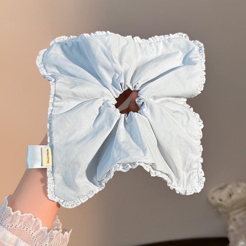 Summer Fresh Lace Edge Square Scarf Large Intestine Hair Band Women's High Elastic Tie Hair Rope New Gentle Hair Rope Hair Accessories