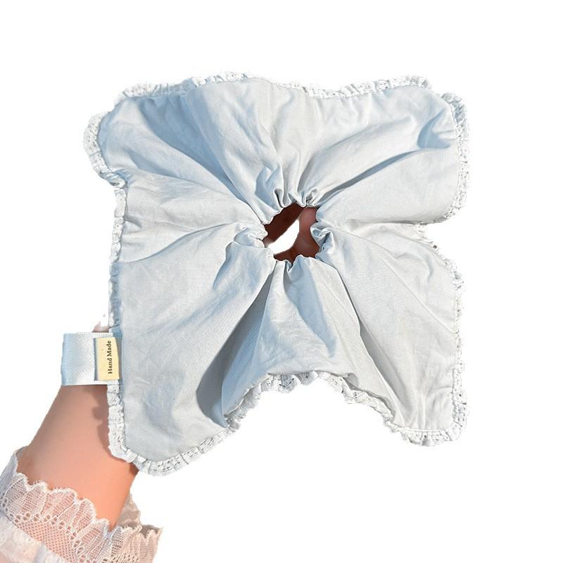 Summer Fresh Lace Edge Square Scarf Large Intestine Hair Band Women's High Elastic Tie Hair Rope New Gentle Hair Rope Hair Accessories