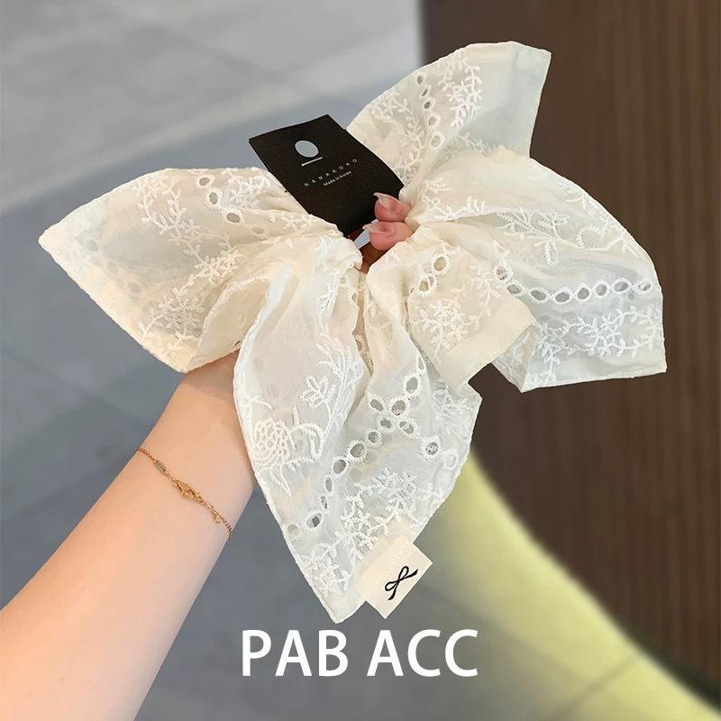 Super Nice Square Scarf Large Intestine Hair Band Korean Style 2026 New White Lace High-Grade Hair Tie Hair Band for Women