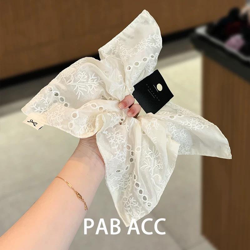 Super Nice Square Scarf Large Intestine Hair Band Korean Style 2026 New White Lace High-Grade Hair Tie Hair Band for Women
