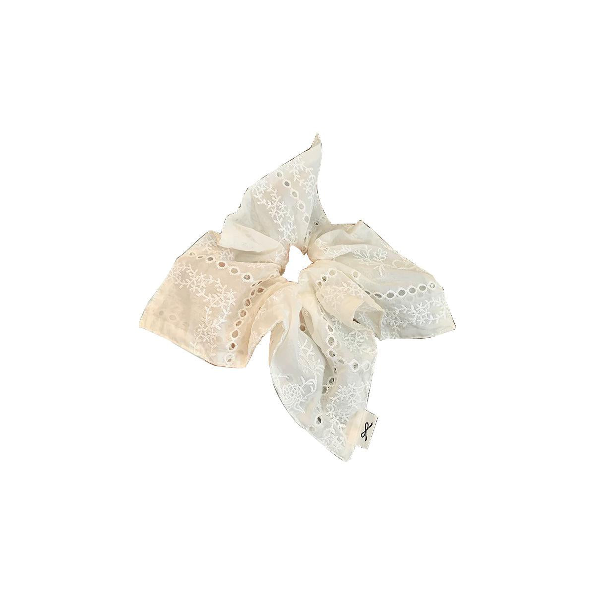 Super Nice Square Scarf Large Intestine Hair Band Korean Style 2026 New White Lace High-Grade Hair Tie Hair Band for Women