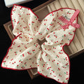 Sweet Cherry Plaid Bow Square Scarf Large Intestine Hair Ring Korean Simple Girl Ponytail Hair Rope Hair Accessories Wholesale