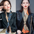 Silk Scarf Silk Long Hair Band Hair Accessories Tie Bag Ribbon Printed Scarf Women's Small Scarf Factory Polyester Chiffon