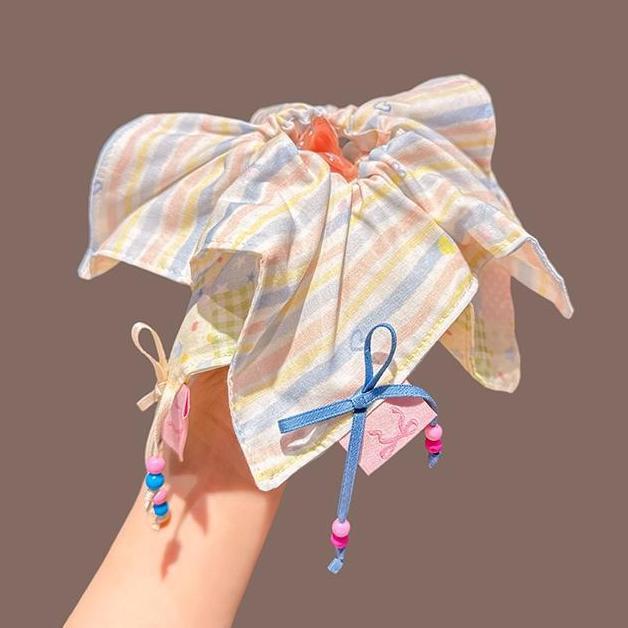 Large Square Scarf Large Intestine Hair Band Square Sweet Cute Bear Bow Female Tie Hair Rope Dopamine Head Rope Summer