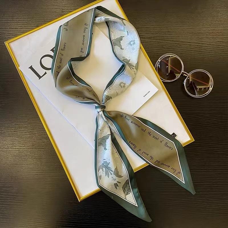 French Retro Long Scarf Hair Band Hair Tie Hair Braid Silk Scarf Ribbon Decorative Small Scarf High-Grade Hair Band Headdress