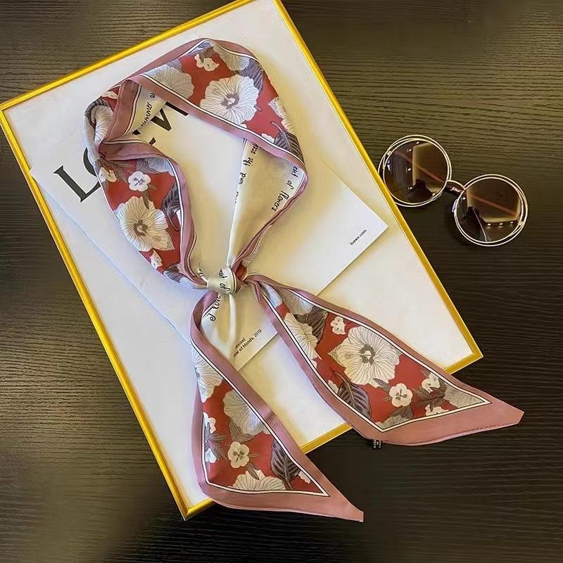 French Retro Long Scarf Hair Band Hair Tie Hair Braid Silk Scarf Ribbon Decorative Small Scarf High-Grade Hair Band Headdress
