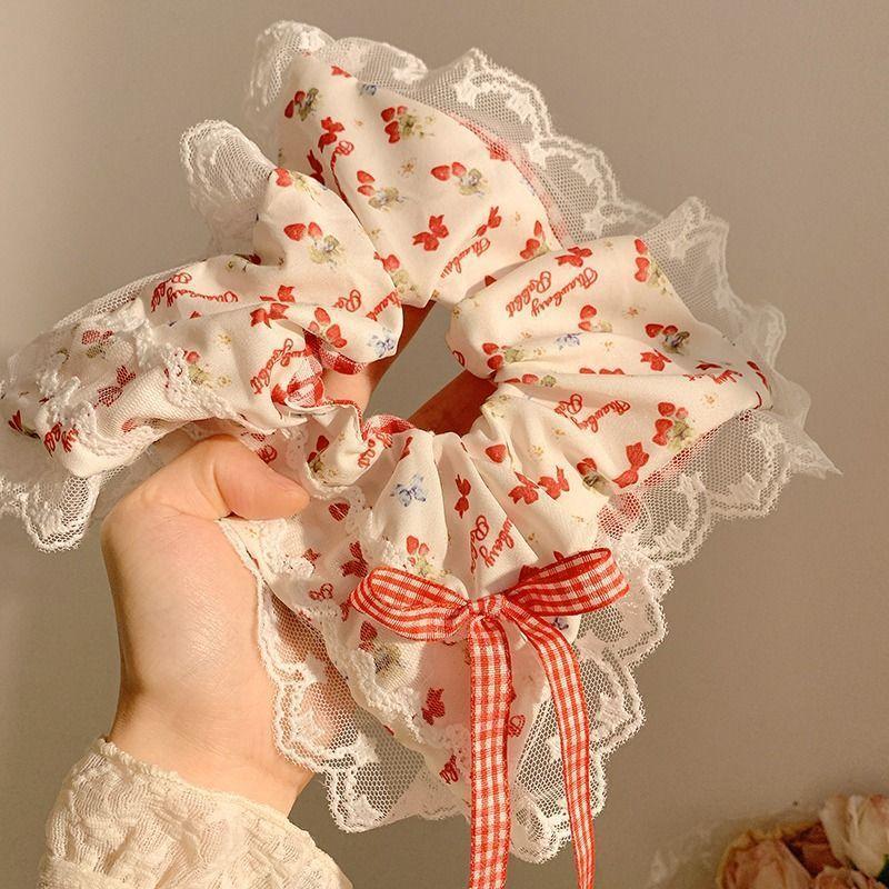 Korean Style Elegant Square Scarf Large Intestine Hair Band Female Temperament Tie Low Ball Head Hair Rope Ins Style Tie Ponytail Fat Sausage Hair Rope