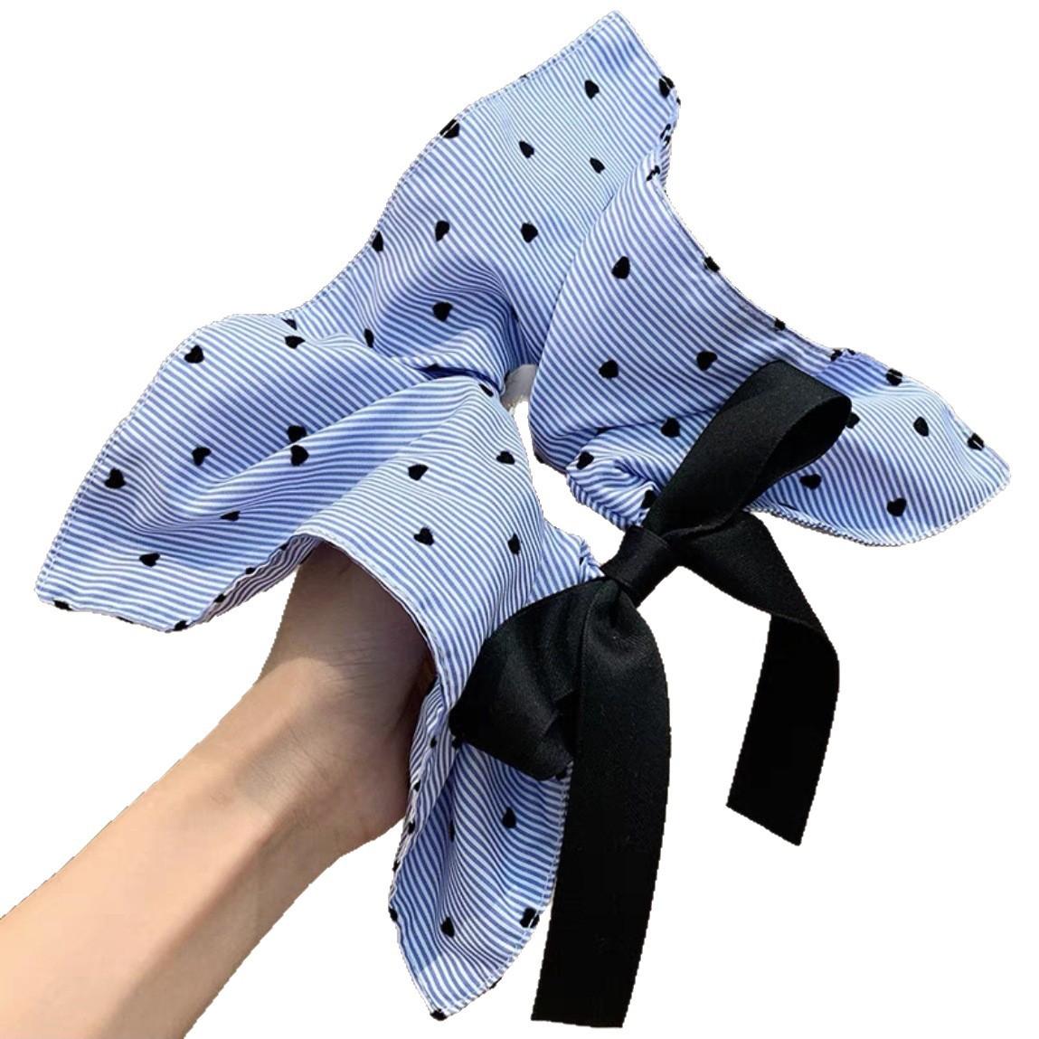 French Style Simple Flower White High-Grade Hair Rope Hair Accessories Rubber Band Korean Style Hair Band Oversized Large Intestine Hair Band Square Scarf for Women