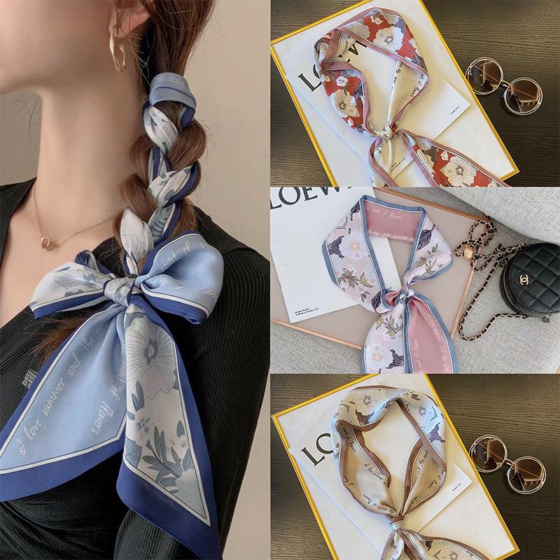 New Small Long Scarf Women's Autumn Thin All-Match Scarf Hair Band Tie Bag Scarf Autumn and Winter Ribbon Artistic Ribbon
