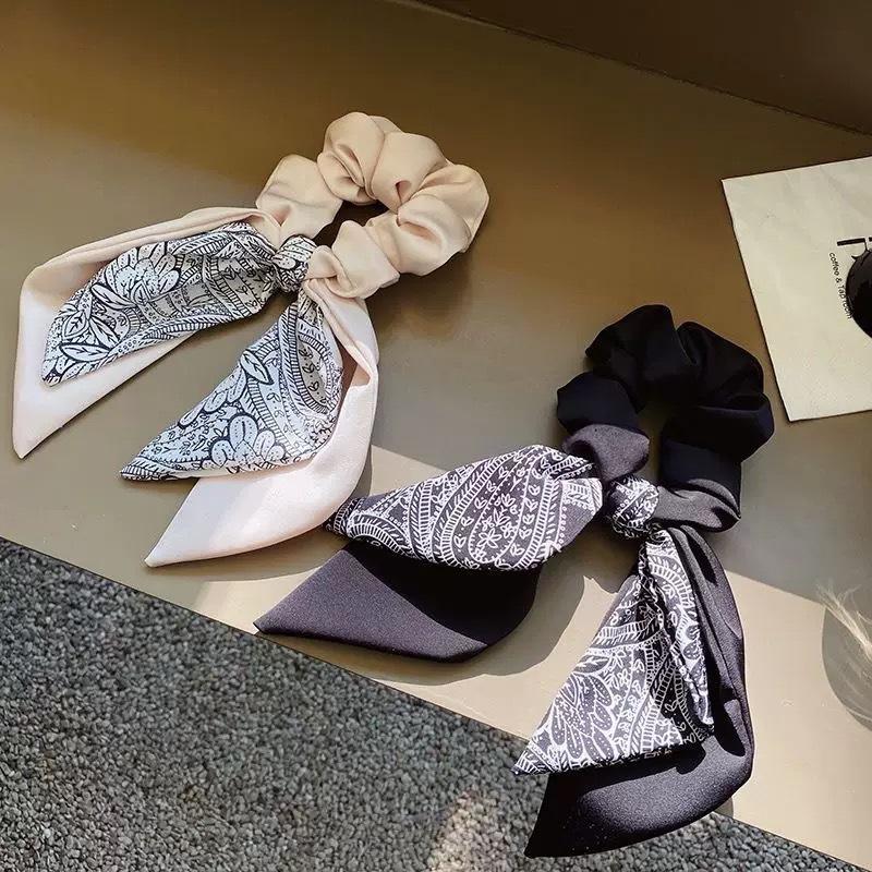 Elegant Cashew Flower Ribbon Hair Band Silk Scarf Women's Ponytail Hair Band High-Grade Floral Hair Accessories 2026 New Autumn and Winter