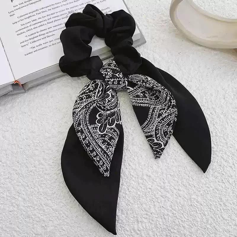 Elegant Cashew Flower Ribbon Hair Band Silk Scarf Women's Ponytail Hair Band High-Grade Floral Hair Accessories 2026 New Autumn and Winter