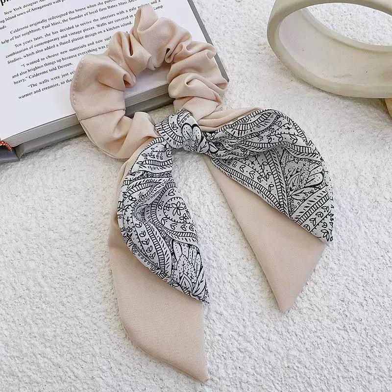 Elegant Cashew Flower Ribbon Hair Band Silk Scarf Women's Ponytail Hair Band High-Grade Floral Hair Accessories 2026 New Autumn and Winter
