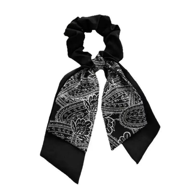 Elegant Cashew Flower Ribbon Hair Band Silk Scarf Women's Ponytail Hair Band High-Grade Floral Hair Accessories 2026 New Autumn and Winter