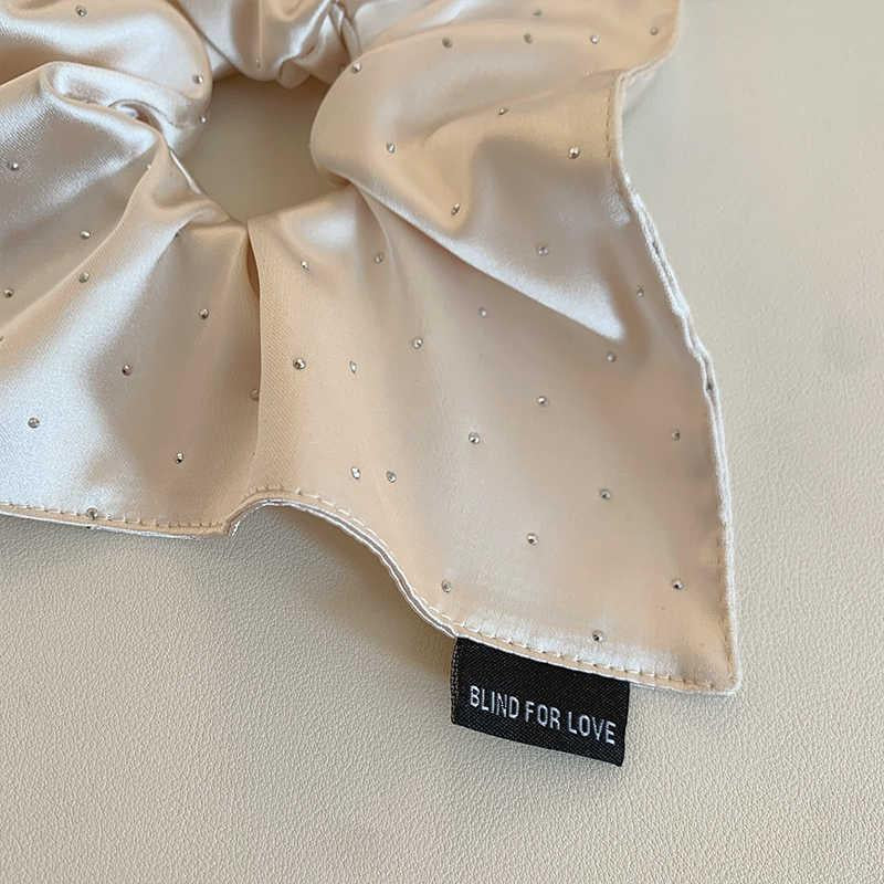High-Grade Beige Starry Satin Square Scarf Large Intestine Hair Band Elegant Square Tie Hair Low Ponytail Hair Rope Hair Rope