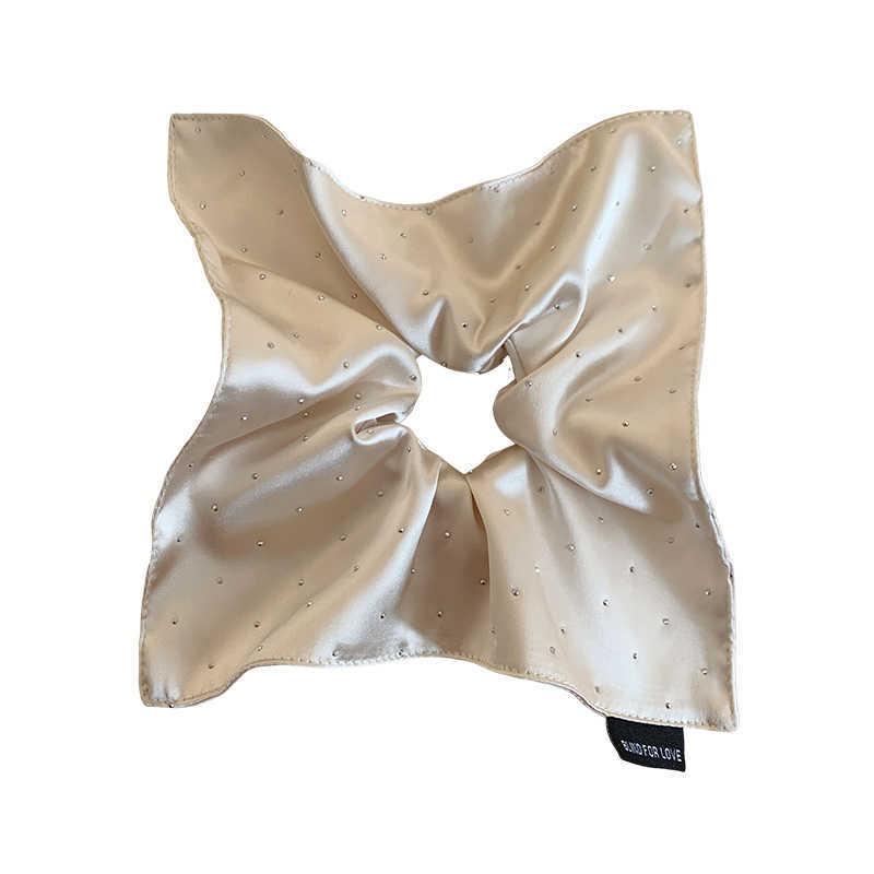 High-Grade Beige Starry Satin Square Scarf Large Intestine Hair Band Elegant Square Tie Hair Low Ponytail Hair Rope Hair Rope