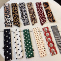 INS Leopard Print Ribbon Silk Scarf Long High-Grade Temperament Versatile Polka Dot Long Silk Scarf Hair Band Hair Accessories Belt