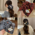 Plaid Square Scarf Hair Tie Large Intestine Hair Band Autumn and Winter New Korean Style Oversized Hair Rope High-Grade Low Ball Hair Rope