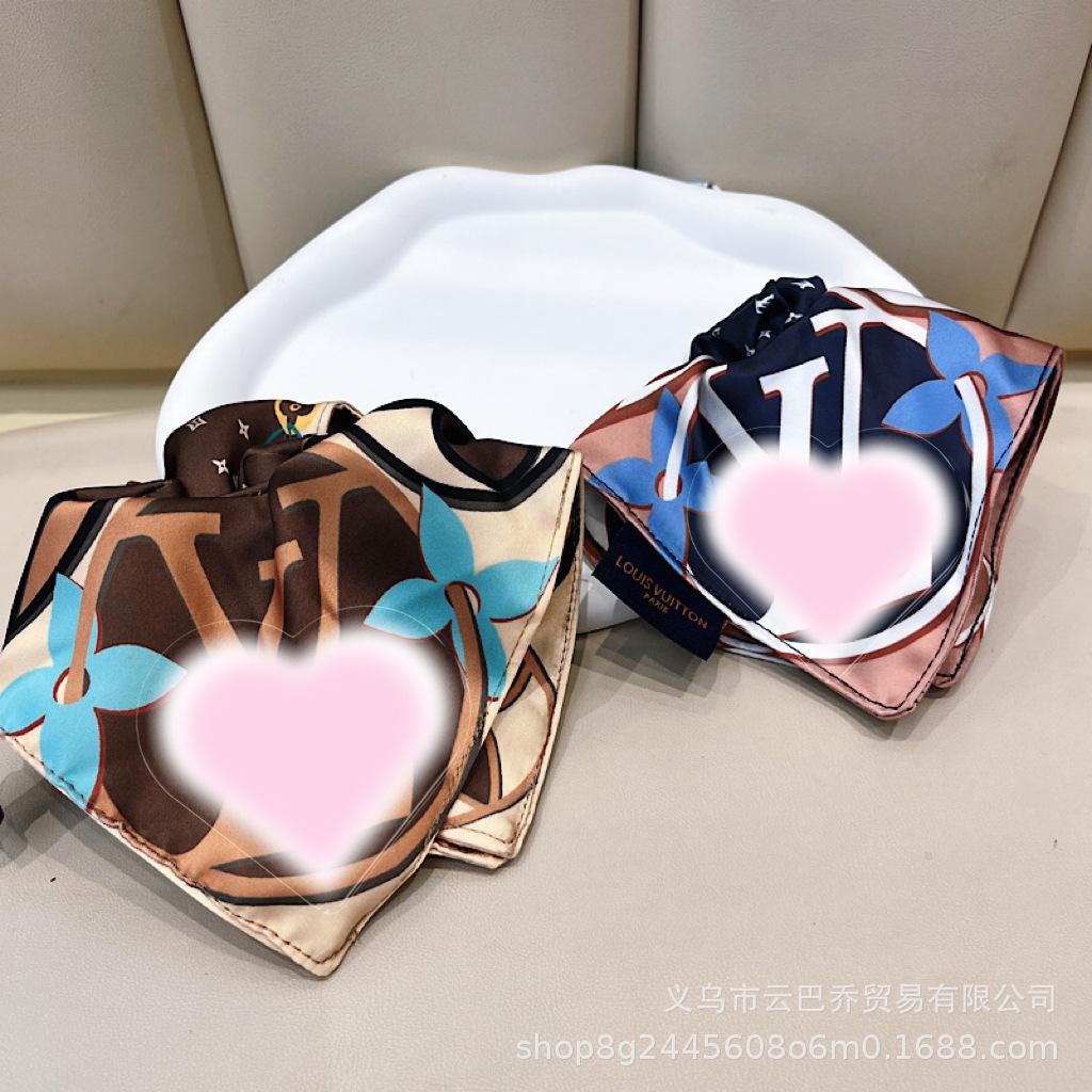 L Small Square Scarf Small Silk Scarf for Women Spring and Autumn Summer Matching Small Scarf Hair Ring Worsted High Elastic Hair Accessories