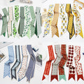 Long All-Match Silk Scarf Tie Hair Band Bow Letter Floral Ribbon Tie Bag Hand Gift Small Silk Scarf Ribbon