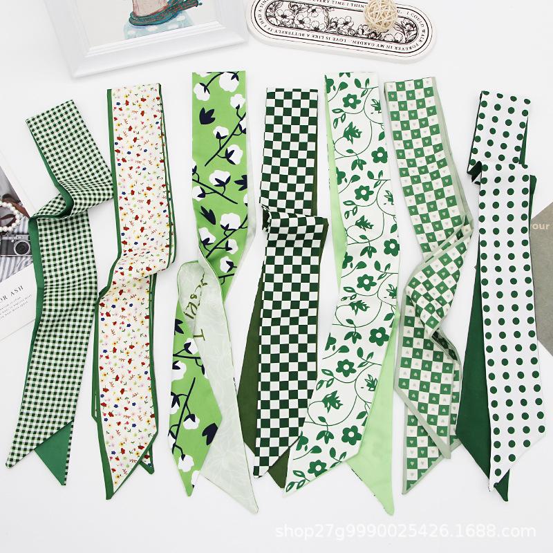 Long All-Match Silk Scarf Tie Hair Band Bow Letter Floral Ribbon Tie Bag Hand Gift Small Silk Scarf Ribbon