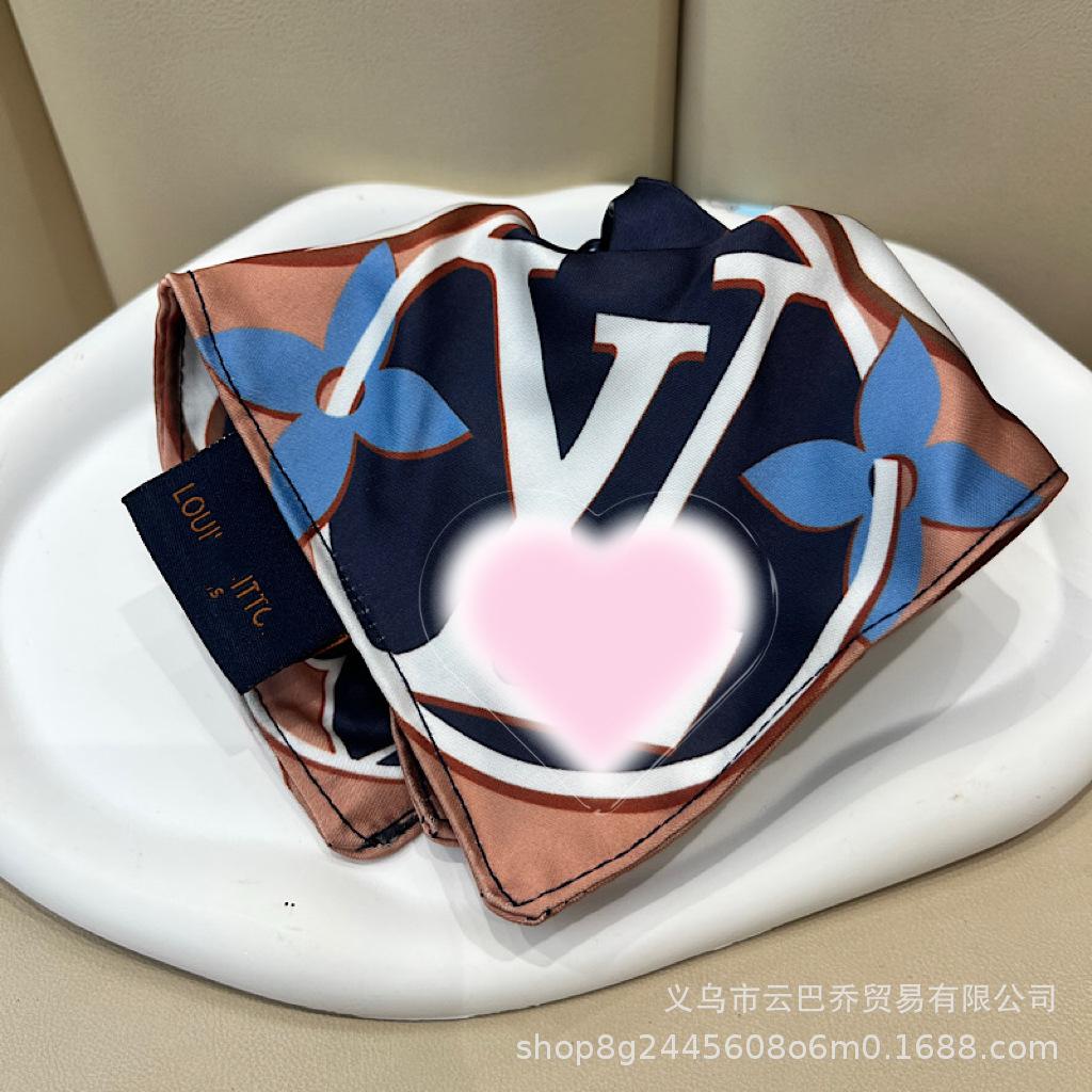 L Small Square Scarf Small Silk Scarf for Women Spring and Autumn Summer Matching Small Scarf Hair Ring Worsted High Elastic Hair Accessories