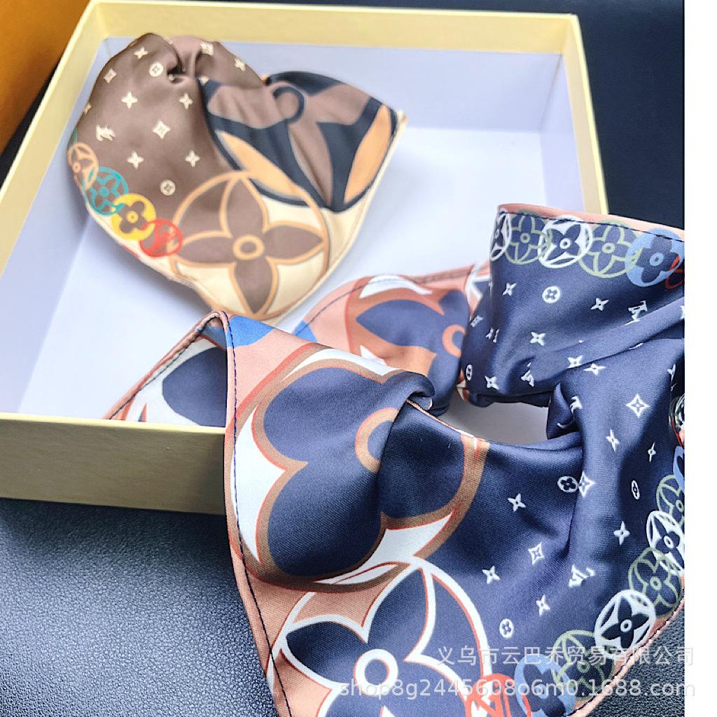 L Small Square Scarf Small Silk Scarf for Women Spring and Autumn Summer Matching Small Scarf Hair Ring Worsted High Elastic Hair Accessories